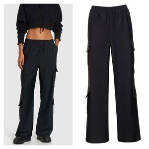 WeWoreWhat Wide Leg Utility Pant in Black Womens Size Medium Revolve Lightweight